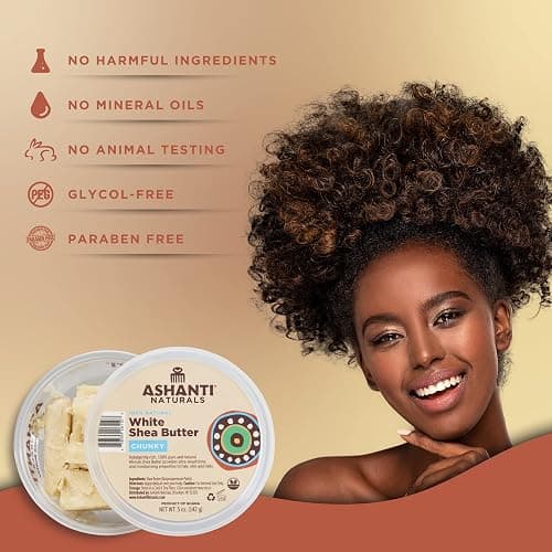 Ashanti Naturals White Chunky Raw Shea Butter | Unrefined African Shea Butter from Ghana | 100% Natural Moisturizer, No Additives - 5 oz thumbnail 2