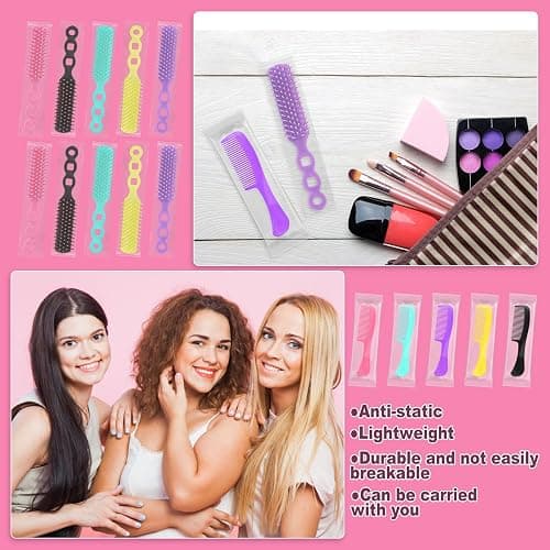 Hair Brush and Combs Bulk Individually Wrapped for Homeless,Disposable Hair Combs Bulk Hair Brushes Detangling Hairbrush for Women Shelter Nursing Hotel Church Charity Supplies100 thumbnail 4