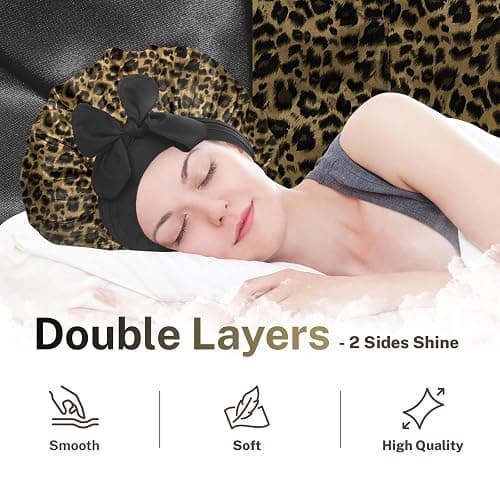 BONNET QUEEN Silk Bonnet for Sleeping Women Reversible Double Layer Satin Bonnet Hair Bonnet Night Sleep Cap for Curly Hair thumbnail 6