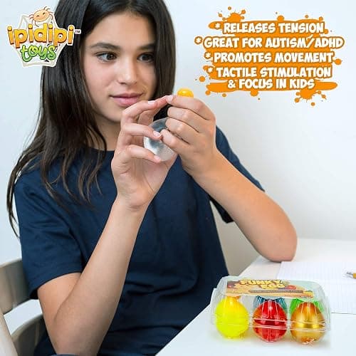 IPIDIPI TOYS Colorful Squishy Eggs Stress Ball - Multicolor Clear Egg Yolk, Yolk Balls for Kids - Birthday Party Favors, Classroom Prizes, Goodie Bags Stuffers for Kids - Assorted Colors, Pack of 6 thumbnail 8