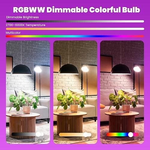 UPXNBOR E27 Smart Bulb, Alexa Light Bulb A19, WiFi Smart Light Bulb 9W, 16 Million Colours, Dimmable RGB, Works with Alexa & Google Assistant, Schedule & Timer, Energy Saving, 2.4GHz Only, 1 Pack thumbnail 6