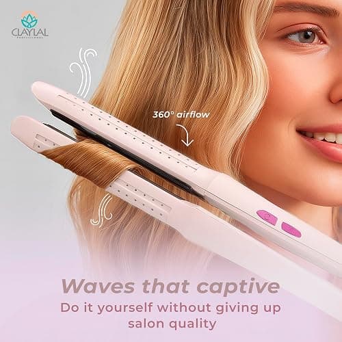 Hair Straightener and Curler 2 in 1 – Claylal Professional Flat Iron Styler with Negative Ions, 430°F Heat, 360° Airflow | Straighten & Curl Hair thumbnail 5