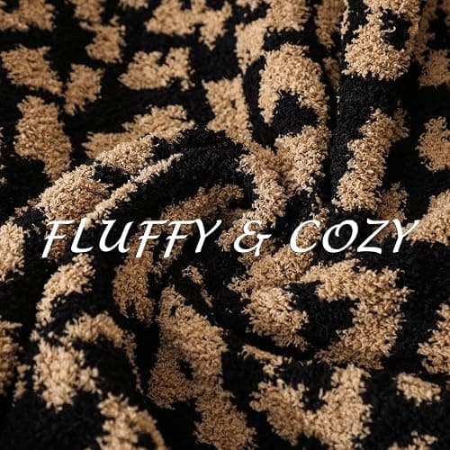 bearberry Fuzzy Leopard Knitted Throw Blanket Soft Cozy Warm Microfiber Blanket for Couch Sofa Bed Travel (Leopard, 50"x60") thumbnail 4
