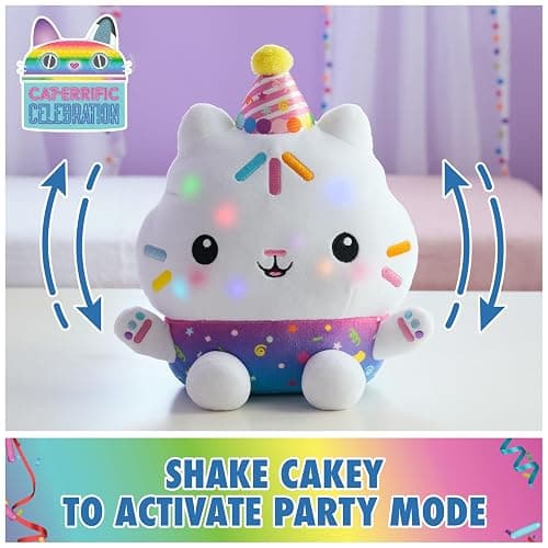 Gabby's Dollhouse Celebrations, Sprinkle Party Cakey Cat Plush, 10-Inch Interactive Stuffed Animal with Sounds, Kids Toys for Girls & Boys Ages 3+ thumbnail 3
