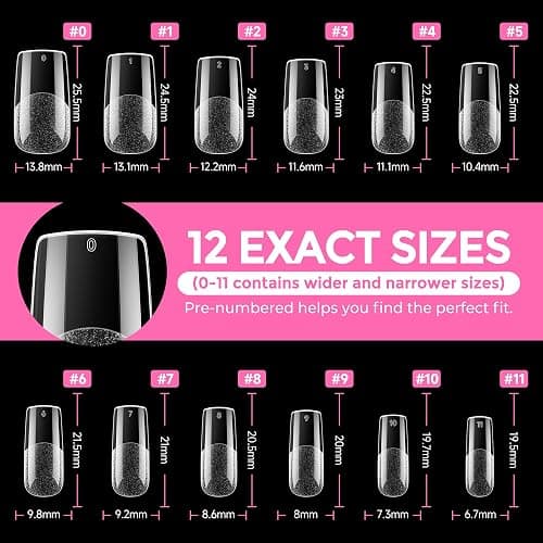 UNA GELLA Square Fake Nails 216pcs Square Press on Nails Pre-shape Clear Square Nails Tips for Full Cover Acrylic French False Nails For Nail Extension, Home DIY Nail Salon 12 Sizes False Tips thumbnail 8