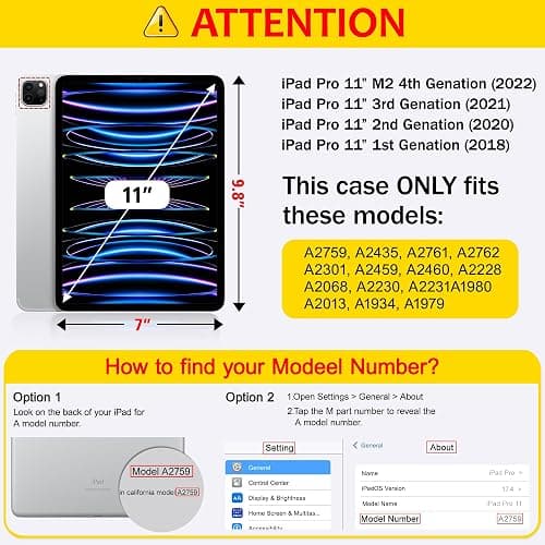 Tuiklol for iPad Pro 11 Inch 4th / 3rd / 2nd / 1st Gen (2022 2021 2020 2018) Case -Built-in Pencil Holder Shockproof Cover Clear Transparent Back Shell with Auto Wake/Sleep, Spot-Black thumbnail 2