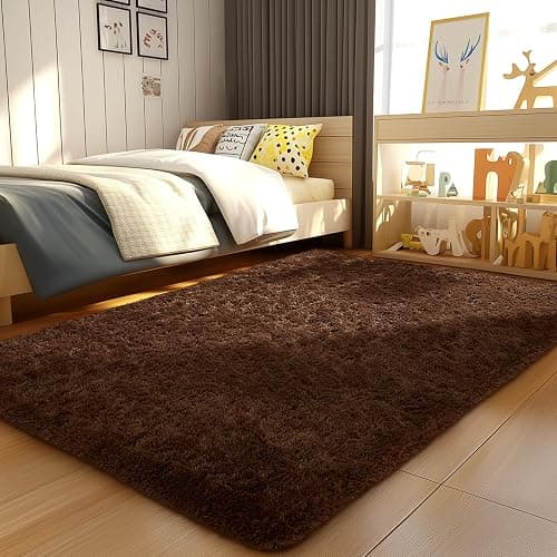 Ophanie Brown Rugs for Bedroom Living Room, Fluffy Fuzzy Furry Carpet, Plush Soft Shaggy Bedside Indoor Floor 4x6 Area Rug for Kids Girls Boys Baby Teen Dorm Nursery Home Decor Aesthetic thumbnail 5