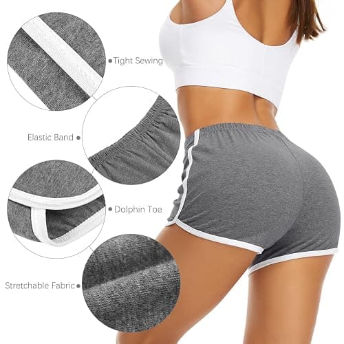 URATOT 7 Pack Womens Cotton Shorts, Dolphin Booty Athletic Gym Sports Shorts for Yoga Lounge Running thumbnail 5