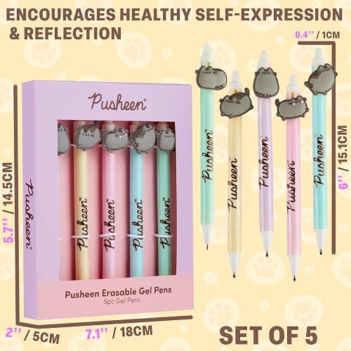 Get Trend Pusheen 5pcs Erasable Gel Ink Pens Cute Writing Pens for Kids Fun Stationery Set Kawaii Journaling Supplies Gift Set Cool Pen Gifts for Kids (Pusheen) thumbnail 2