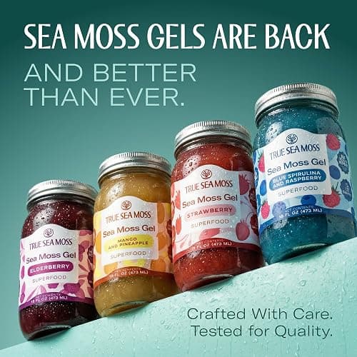 TrueSeaMoss Sea Moss Gel – Made in USA – Wildcrafted Seamoss, Fruits & Jarred Vegetables – Blue Spirulina, Pack of 1 (Labels may Vary) thumbnail 2