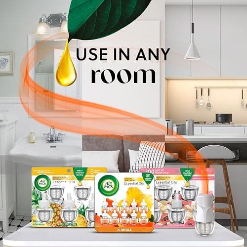 Air Wick Plug In Scented Oil Starter Kit, 2 Warmers + 6 Refills, Vanilla & Pink Papaya, Essential Oils, Air Freshener - Vanilla and Pink Papaya thumbnail 5