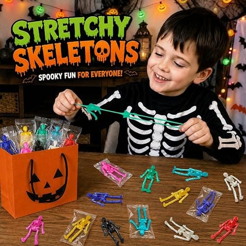 Bulk Halloween Toys Party Favors 60 PCS, Small Skeleton Figurines for Kids | Halloween Non Candy Handouts Giveaways Goody Bag Boo Basket Stuffers for Toddlers, Trick or Treat Toys Prizes for Boys Girls thumbnail 2