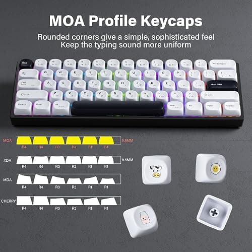 HITIME XVX PBT Keycaps - Japanese White MOA Dye-Sublimation Set for 61/64/68/84/87/100/104/108 Cherry MX Mechanical Keyboard - Bow thumbnail 2