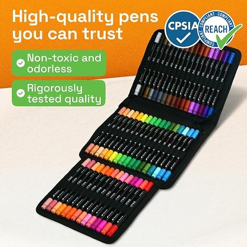 ARTISTRO 48 Acrylic Paint Markers, Set of Paint pens | Brush & Fine Precision Tips, Painting & Calligraphy, Multisurface for Fabric, Rock, Glass Painting, Wood, DIY, Craft, Canvas thumbnail 9