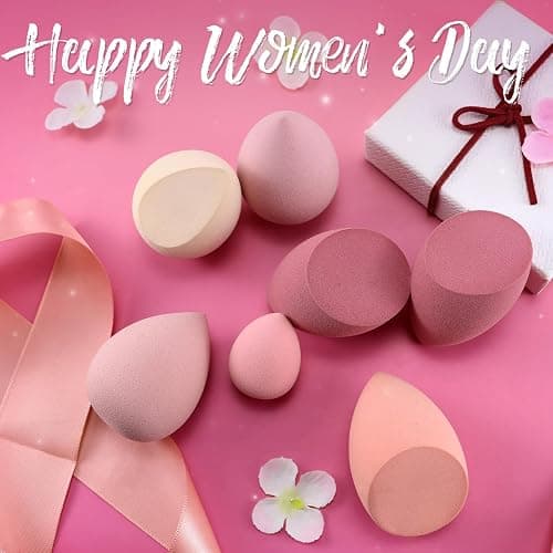 Makeup Sponge Set Foonbe Blender Sponges 7 Pcs for Liquid, Cream, and Powder, Latex Free, Multi colored Beauty Sponges with 1 Mini Sponge, Vegan & Cruelty-Free - Pink thumbnail 2