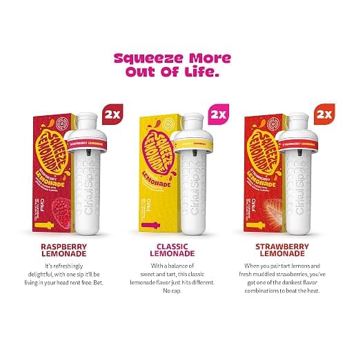 Cirkul Squeeze Lemonade B-Vitamins Flavor Water Variety Pack, Makes 36 Drinks, No Sugar, Zero Calorie Drink Mix, (2 Classic, 2 Strawberry, 2 Raspberry) thumbnail 3
