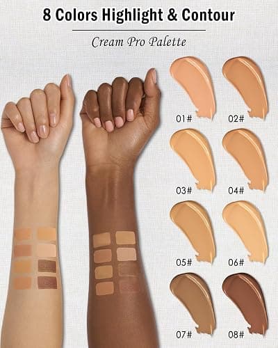 8 Colors Contour Palette, Cream Concealer Palette Makeup for Black Women | Long Lasting Full Coverage Concealer, Blendable Bronzer Color Corrector Palette, Contouring Foundation, Sculpt & Highlighting thumbnail 6