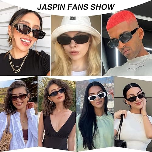 JASPIN Rectangle Sunglasses for Women Men Trendy Y2k Retro 90s Sun Glasses UV Protection Cool Square Frame thumbnail 2