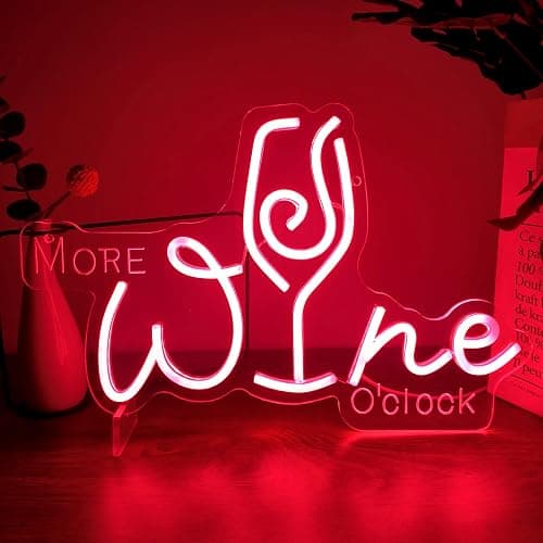 Wine Glass Neon Sign More Wine O'clock Neon Light for Wall Decor Red LED Signs for Bar Pub Home Bar Restaurant Bedroom Party Decoration USB Powered Wine Time Sign Lights - Image 1