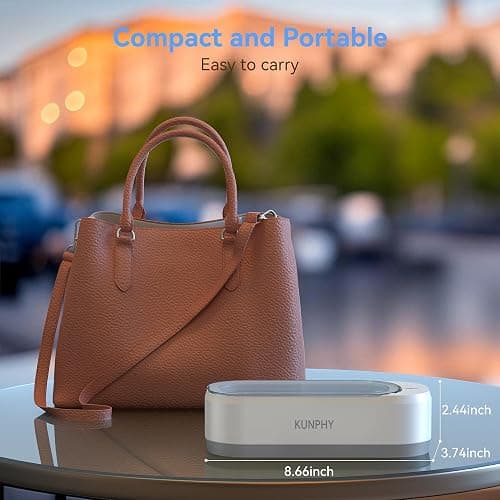 KUNPHY Ultrasonic Jewelry Cleaner, Jewelry Cleaner Machine 12oz 46KHz, Professional Sonic Cleaner with One-Touch Operation, Sonic Cleaner for Rings, Glasses, Jewelry, Dentures White thumbnail 8