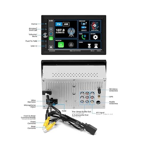 BOSS Audio Systems BVB9358RC Car Stereo – Wireless CarPlay Android Auto, Double Din, 7 Inch Touchscreen, Bluetooth, NO CD DVD Player, AM/FM Radio Receiver, Backup Camera, A/V Input, USB thumbnail 4