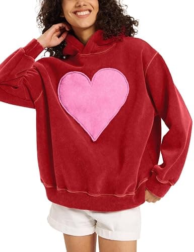 FAIABLE Hoodies for Women Heart Patch Couples Hoodies Sweatshirts Heavyweight Heart Hoodie 2026 Valentines Day hoodies Women thumbnail 3