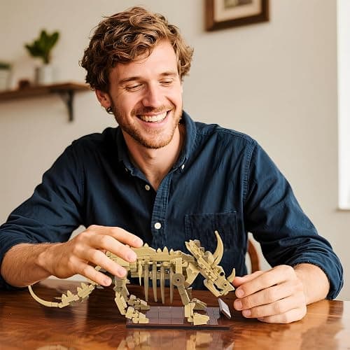 LUXEBLOCKS Triceratops Skeleton Building Kit - 318PCS Dinosaur Model with Movable Joints, Educational Toys for Adults, Collector Display Figures for Home and Office thumbnail 3