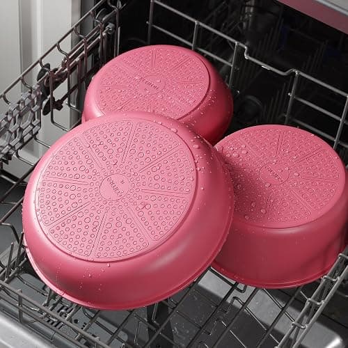CAROTE 18Pcs Ceramic Cookware Set with Detachable Handle, Pots and Pans Set Non Stick, Non Toxic Kitchen Cooking Sets with Stand-Up Lid, PFAS and PFOA Free, Oven Safe, Induction Ready, Pink thumbnail 7