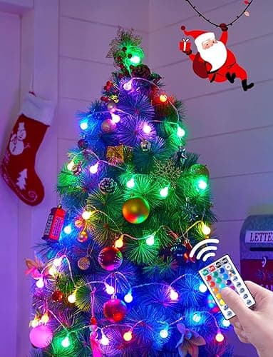 Color Changing Globe String Lights, 33Feet 100 LEDs USB Ball Fairy Lights Plug in with Timer Remote, Christmas Lights for Camping Dorm Party Wedding Indoor Outdoor Decoration (16Color + Multicolor) thumbnail 3