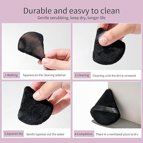 Scaups 24Pcs Black and Pink Powder Puff, Triangle Powder Puffs, Powder Puffs for Makeup and Cosmetic Foundation thumbnail 3