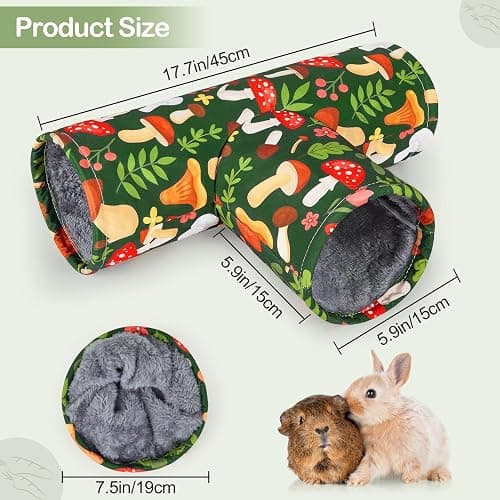 Glittme Guinea Pig Tunnel Washable Guinea Pigs Hideout Portable Rabbit Tunnels Soft Ferret Tunnel for Playing Resting Guinea Pig Accessories for Hedgehogs, Hamster,Mushrooms thumbnail 6
