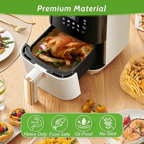 360 Pcs 8” Square Unbleached Heavy Duty Air Fryer Paper Liners Disposable, Non-Stick & Non-Leak Parchment Paper Liners for Airfryer Basket, Deep Fryer Parts & Accessories thumbnail 4