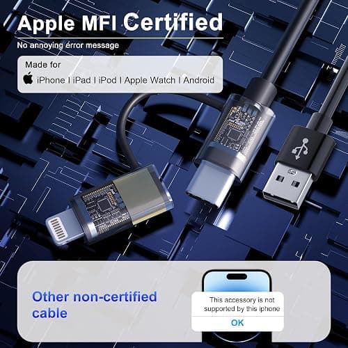 USB to USB-C and Lightning Cable Combo 2 in 1 Coiled Cable Ap ple Carplay & Android Auto Compatible[MFi & 3A Fast Charge & Data Sync] Coiled Lightning and USB C Cable for iPhone 15/14/13/12/Android thumbnail 4