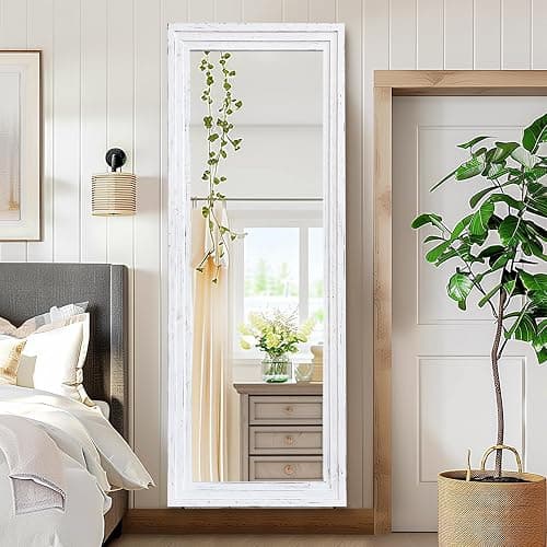 YLYHSST 65"x24" Full Length Mirror Solid Wood Frame Floor Mirror for Living Room, Bedroom Hanging or Leaning, White thumbnail 6