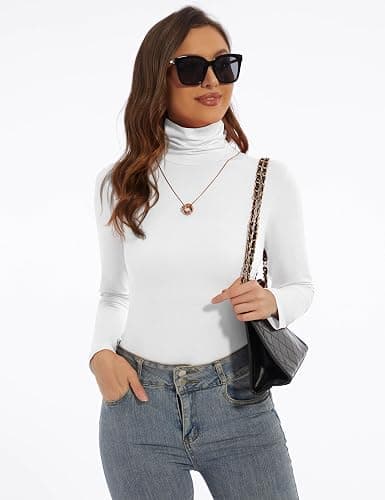 DSPSAM Women's Turtleneck Long Sleeve Shirts Slim Fitted Lightweight Base Layer Casual Tops thumbnail 3