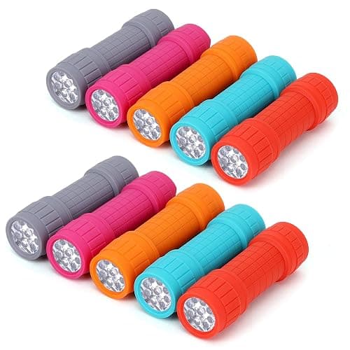 FASTPRO 10-Pack, 9-LED Mini Flashlight Set, AAA Batteries are Included and Pre-Installed, Perfect for Class Teaching, Camping, Wedding Favor - Image 1