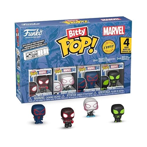 Funko Pop! Bitty: Spider-Man - Miles Morales, Ghost Spider, Spider-Man 2099, and Mystery Chase Figure - 0.9 Inch (2.2 Cm) - Marvel Comics Collectable - Stackable Display Shelf Included - Gift Idea thumbnail 3