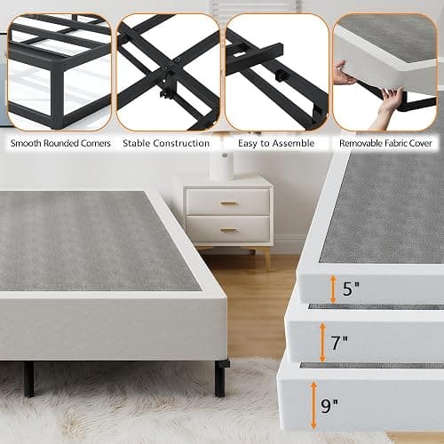 Snaye Queen Size Box Spring Bed Base 9 Inch, 3000lbs Heavy Duty Box Spring Queen Metal Mattress Foundation, Tool-Free Easy Assembly, Noise Free thumbnail 4