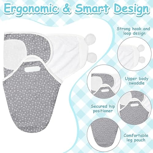 Ramede 6 Pack Swaddle Blanket with Hats for Baby Girl Boy 100% Cotton Swaddles 0-3 Months, Adjustable Breathable Skin Friendly Receiving Blanket Wrap, Essential for Newborns thumbnail 2