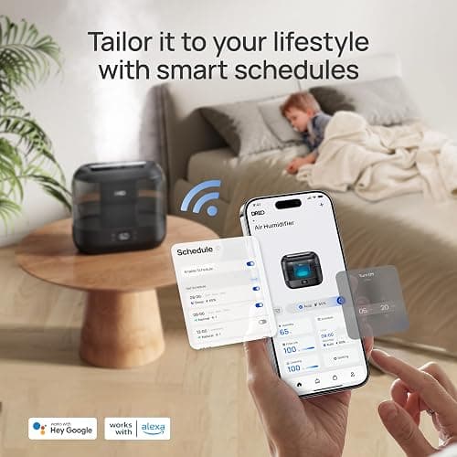 Dreo Smart Humidifiers for Bedroom, Top Fill 4L Supersized Humidifier Large Room with 28 dB, 36H Runtime, Touch/APP/Voice Control, Nightlight, Cool Mist Humidifiers for Baby, Plants, Indoor, Black thumbnail 9