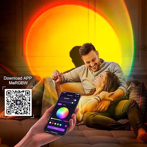 XEBKOR Sunset Lamp Projector Multicolor Changing LED Projection Lamp,Switch Button and APP Control 360 Degree Rotation Sunlight Lamp for Bedroom, Photography, Party, Tiktok Live, Room Decor - Multicolor thumbnail 4