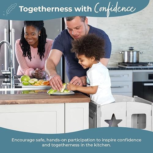 Guidecraft Classic Kitchen Helper® Toddler Tower - Gray: Folding, Adjustable Height, Learning Step Stool for Kids, W/Chalkboard | Montessori Collapsible Safety Non-Slip Platform thumbnail 9