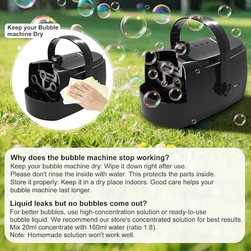 Bubble Machine Durable Automatic Bubble Blower, 18000+ Big Bubbles Per Minute Bubbles for Kids Toddlers Bubble Maker Operated by Plugin or Batteries Bubble Toys for Indoor Outdoor Birthday Party thumbnail 7