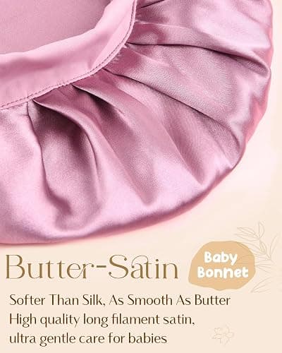 YANIBEST 2 PCS Soft Satin Bonnet, Overnight Protection, Kids Toddler Baby | Butter-satin Sleep Cap, Reduce Frizz, Maintain Moisture, Curly Natural Hair, Infant Newborn, Girls Boys thumbnail 2