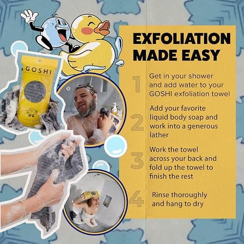 GOSHI Exfoliating Shower Towel - Rip-Resistant Exfoliating Washcloth for All Skin Types - Made in Japan thumbnail 6