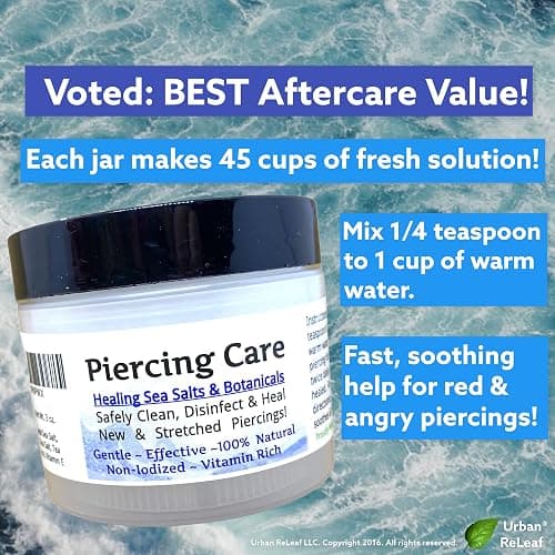 Urban ReLeaf Piercing Care - Healing Sea Salt & Botanical Aftercare - Safely Clean & Heal New & Stretched Piercings - 1 (3 Ounce) thumbnail 6