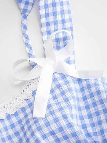 CIDER Mini Dresses for Women Gingham Sleeveless Bow Tie Square Neck A Line Sundress Cute Casual Trendy Outfits thumbnail 4