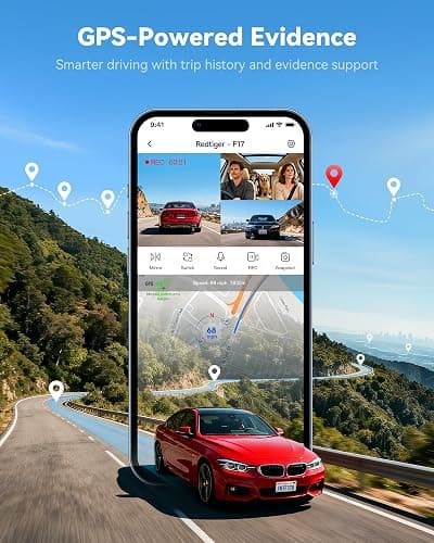 REDTIGER F17 4K 3 Channel Dash Cam, STARVIS 2 IMX675 HDR, 2160P+1080P+1080P Front Inside and Rear Triple Car Camera with 64GB Card, 5.8GHz WiFi GPS, IR Night Vision, G Sensor, WDR, Parking Mode thumbnail 5