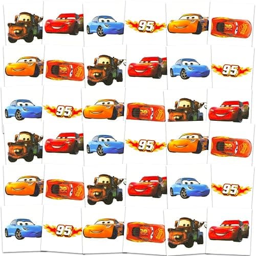 Disney Cars Tattoos for Kids Party Favors Bundle - 72 Pc Individual Tattoos | 2" Pre-Cut Lightning McQueen Temporary Tattoos for Kids Boys Girls Bulk (Disney Cars Birthday Party Supplies) thumbnail 2