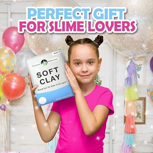 Original Stationery Soft Clay for Slime, 230 g (8.1 oz) White Foam Clay Add-in for Slime Making, Stretchy Air-Dry Butter Texture, Birthday Craft Gift for Kids thumbnail 6
